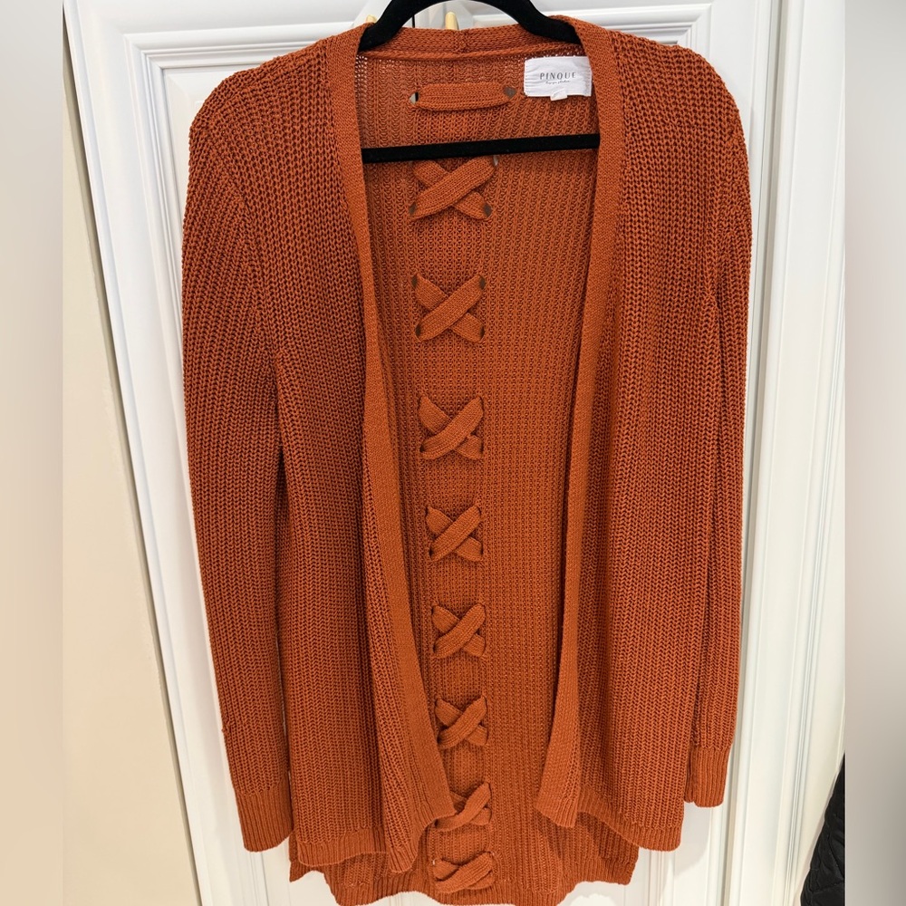 Women's Burnt Orange Cardigan Sweater